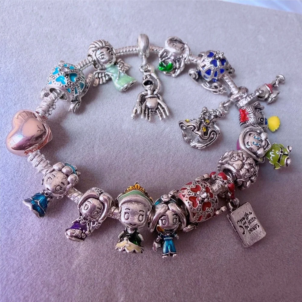 Disney Princess European Charm Bracelet BUNDLE fits PANDORA